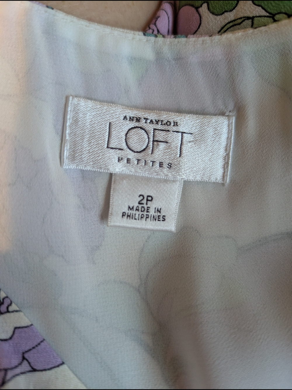 Ann Taylor Loft Floral V-Neck Sleeveless Slip Dress in Lavender and Mint - Picture 4 of 4